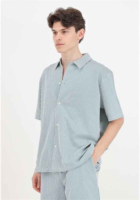 Men's two-tone short-sleeved shirt with seersucker texture SELECTED HOMME | 16093709Dragonfly